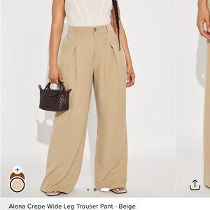 Alena Crepe Wide Leg Trouser Pant - Beige